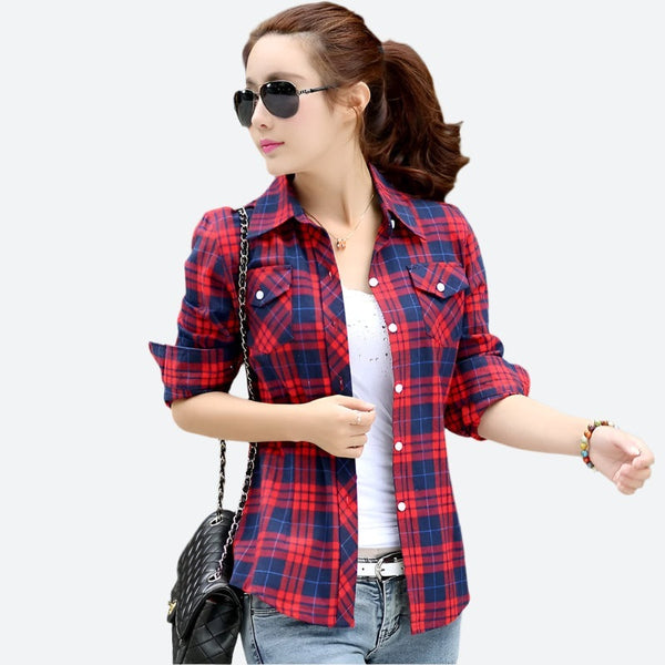 Plaid Button-Up Long-Sleeve Flannel Shirts