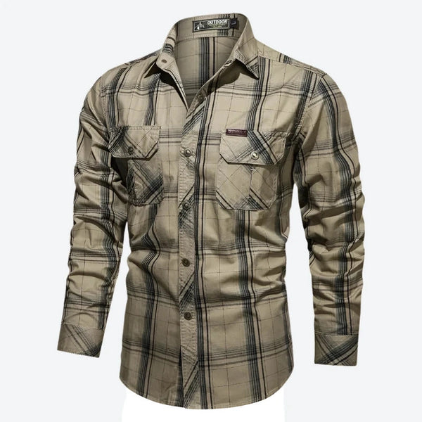 Plaid Button-Up Long Sleeve Outdoor Shirts