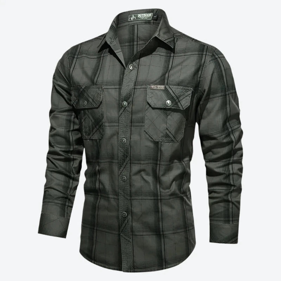 Plaid Button-Up Long Sleeve Outdoor Shirts