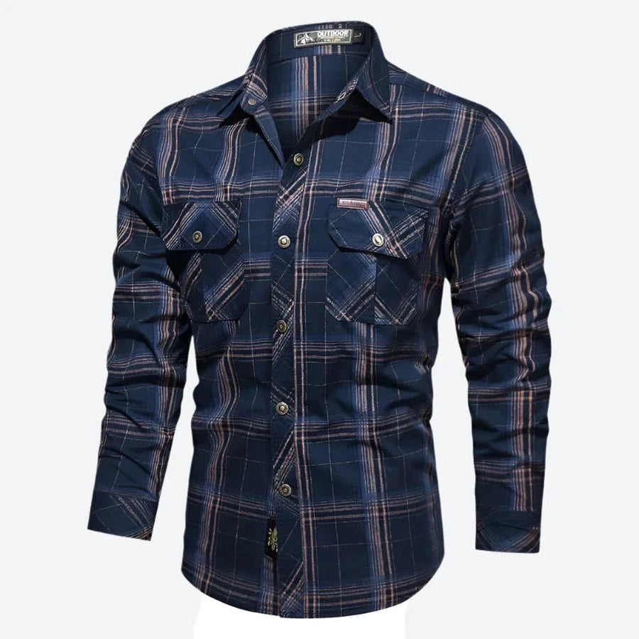 Plaid Button-Up Long Sleeve Outdoor Shirts