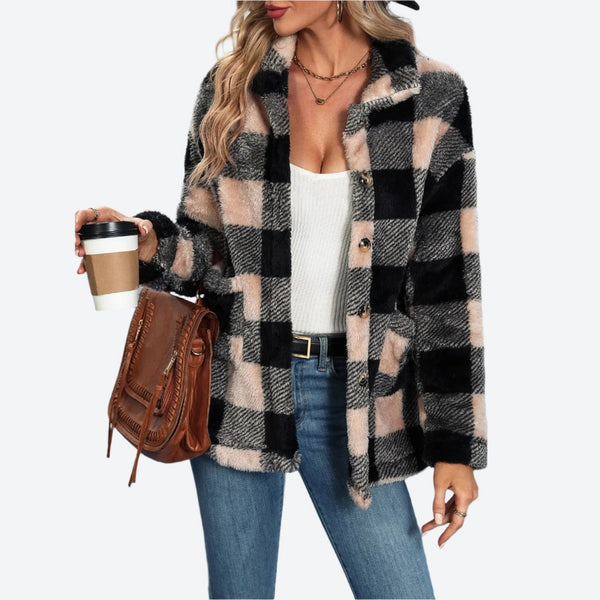 Plaid Fuzzy Button-Up Shirts