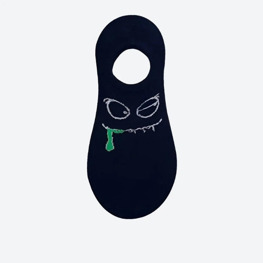 Quirky Monster Face No-Show Socks