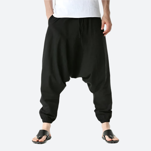 Relaxed Drop-Crotch Harem Lounge Pants