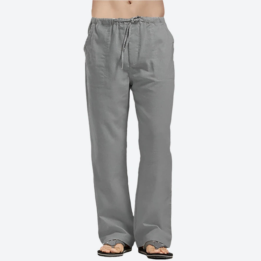 Relaxed Fit Drawstring Linen Pants