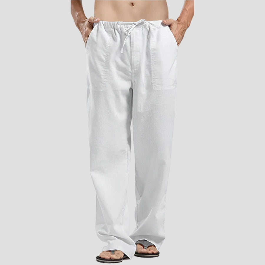 Relaxed Fit Drawstring Linen Pants