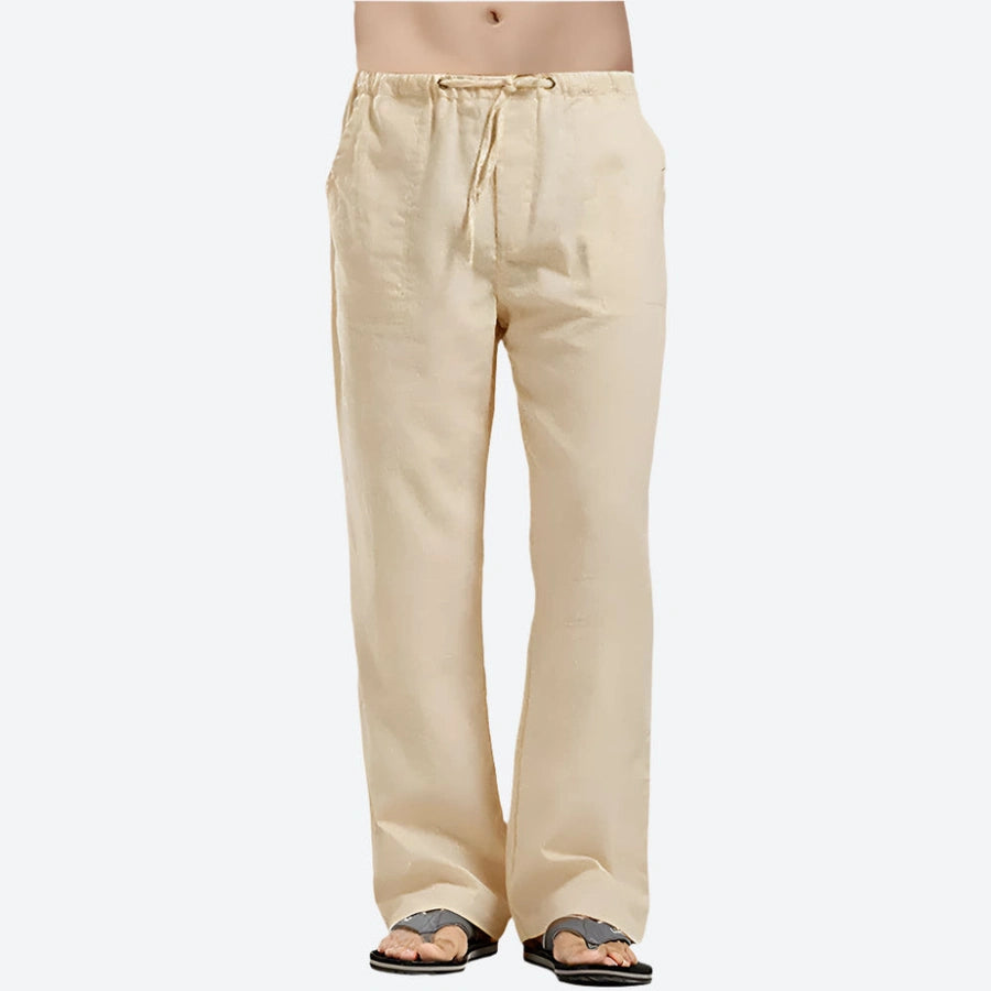 Relaxed Fit Drawstring Linen Pants