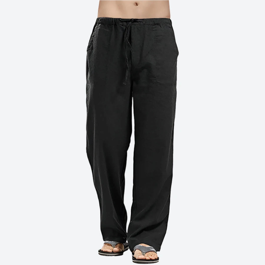 Relaxed Fit Drawstring Linen Pants