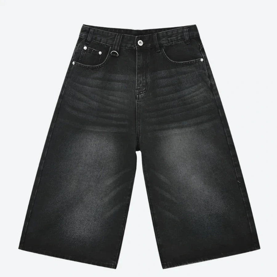 Relaxed-Fit Faded Denim Casual Shorts
