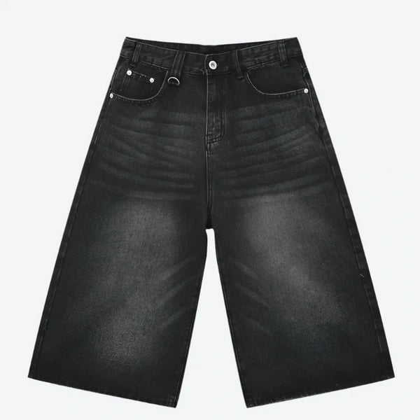 Relaxed-Fit Faded Denim Casual Shorts
