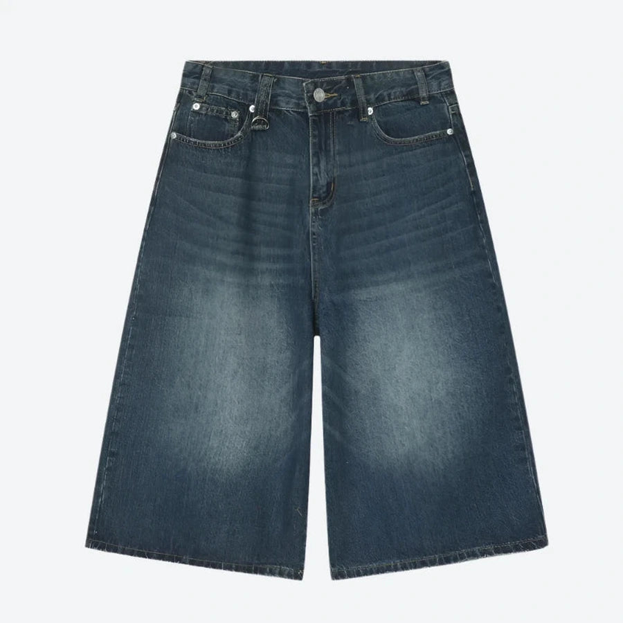 Relaxed-Fit Faded Denim Casual Shorts