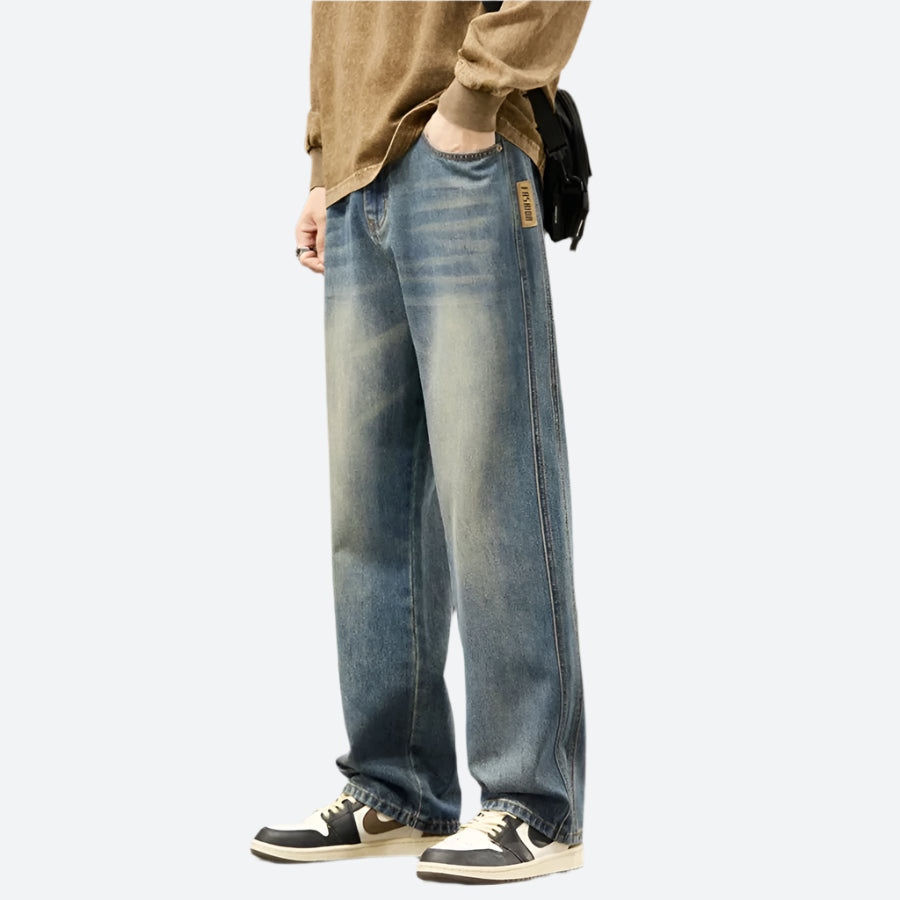 Relaxed-Fit Vintage Wash Denim Jeans