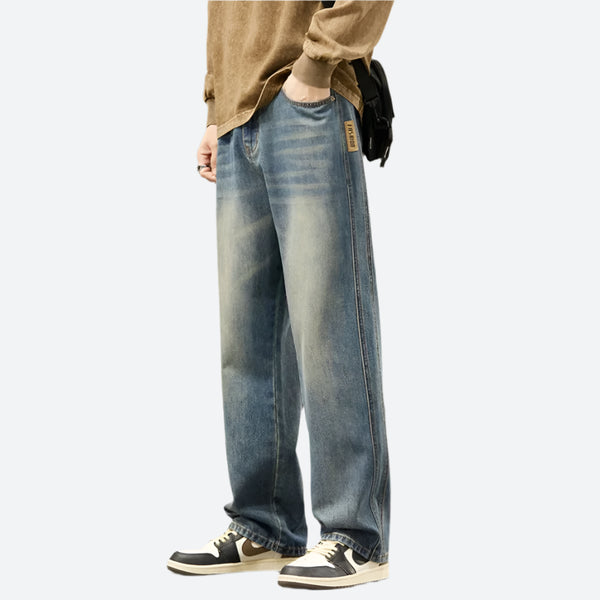 Relaxed-Fit Vintage Wash Denim Jeans