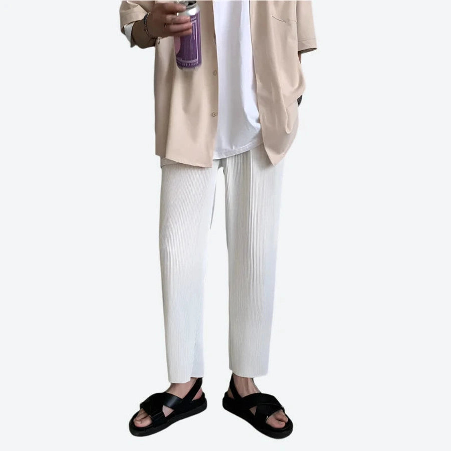 Relaxed Pleated Wide-Leg Lounge Pants