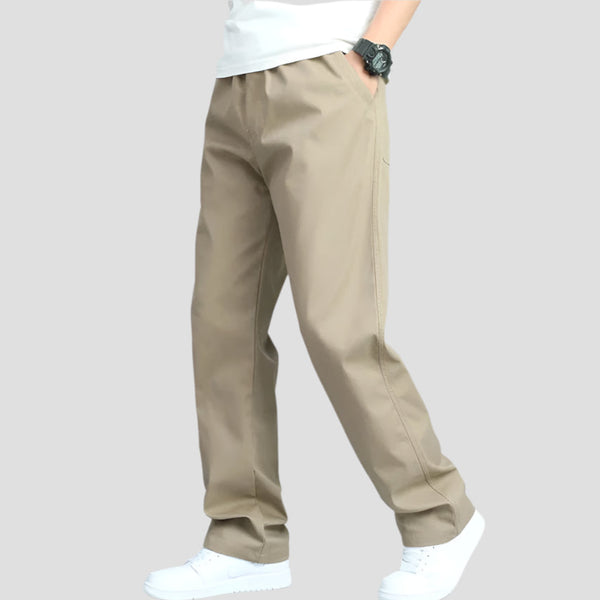 Relaxed Straight-Leg Cotton Casual Pants