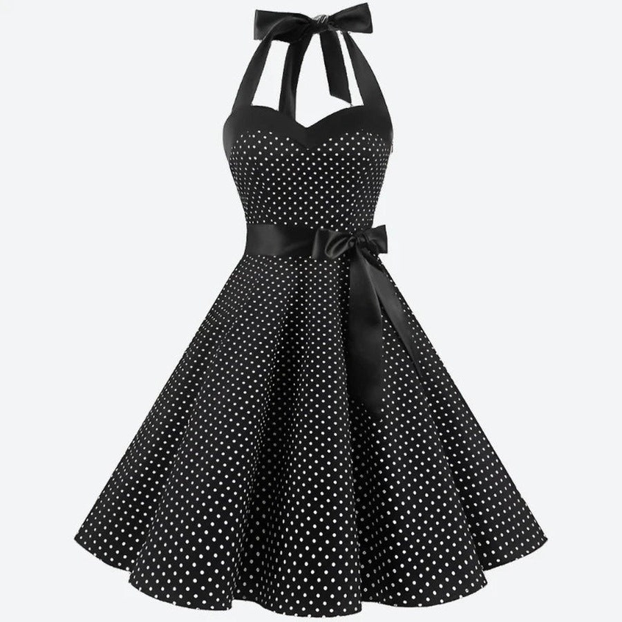 Retro Flared Fit Polka Dot Dresses
