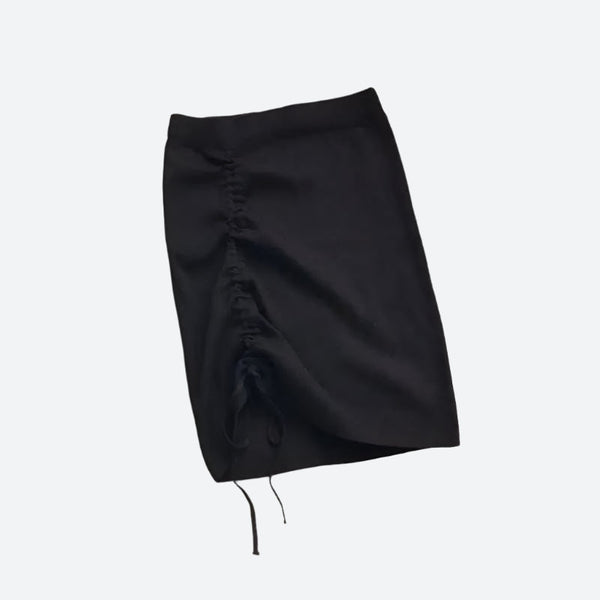 Ruched Drawstring High-Waisted Midi Skirts