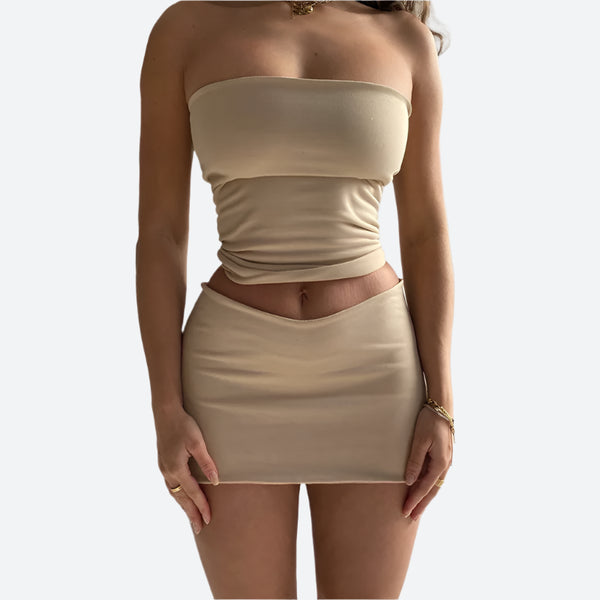 Ruched Strapless Bodycon Mini Dresses