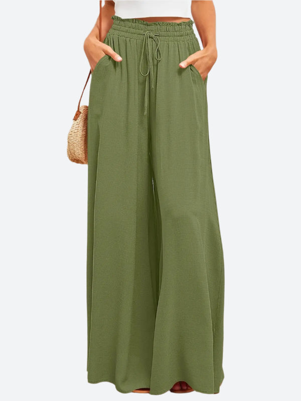 Breathable Drawstring High-Waisted Leg Pants