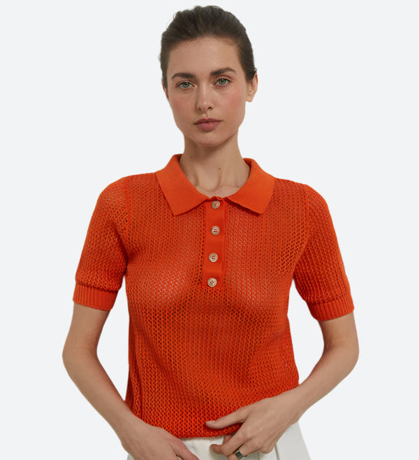 Mesh Knit Lightweight Soft Polo Shirts
