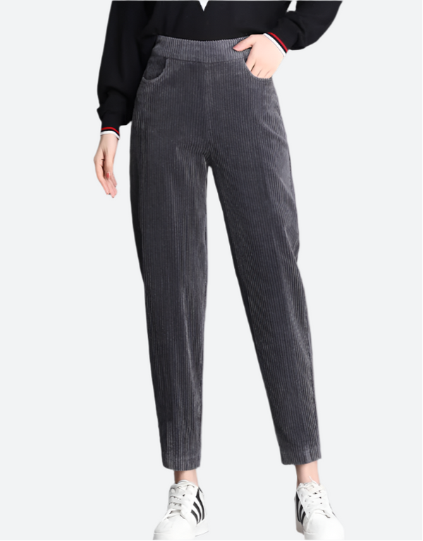 High-Waisted Corduroy Straight-Leg Pants