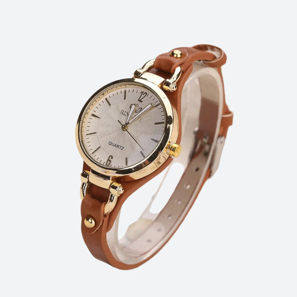 Elegant Analog Leather Strap Watches