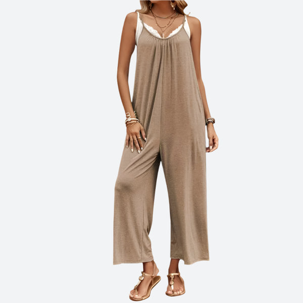 Relaxed Sleeveless Wide-Leg Jumpsuits