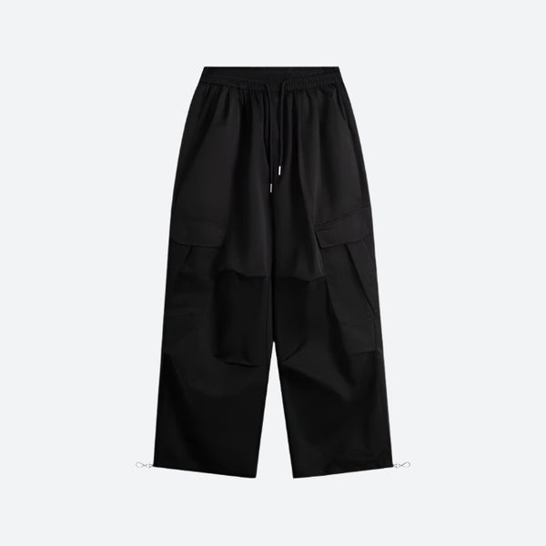 Wide-Leg Drawstring Utility Cargo Pants