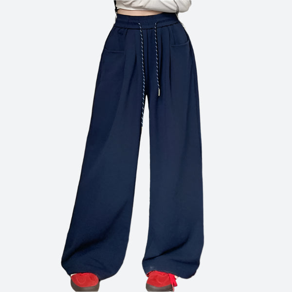 Wide-Leg Drawstring Casual Lounge Trousers