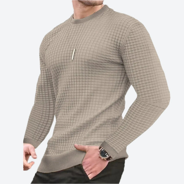 Textured Crewneck Long Sleeve Sweaters