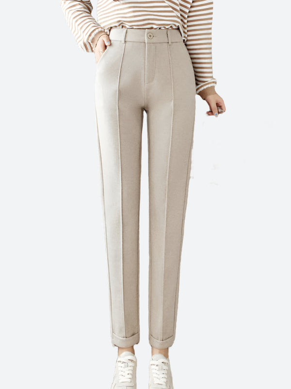 Tailored High-Waisted Seam Front Pants