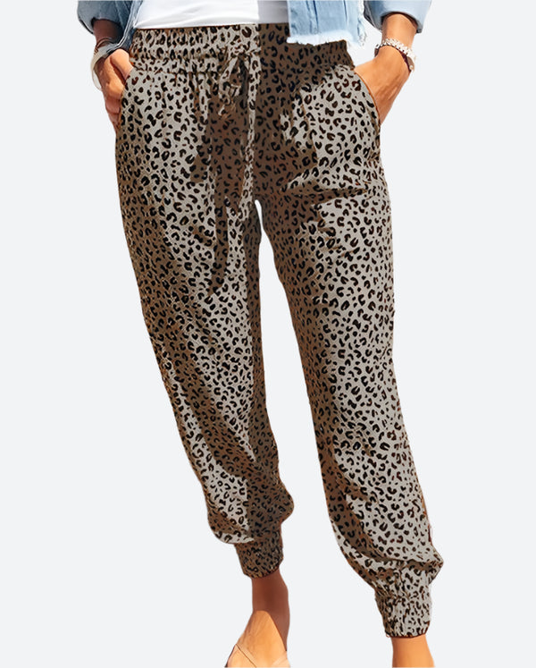Drawstring Leopard Print Joggers