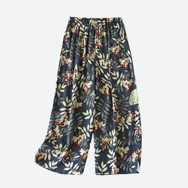 Flowy Elastic Waist Floral Print Pants
