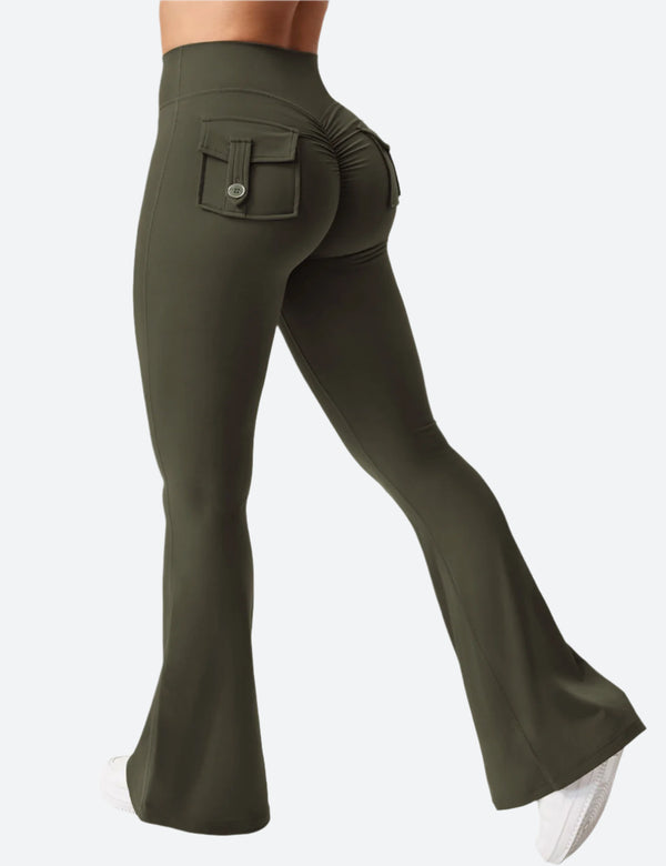 High-Waist Scrunch Flared Pocket Pant