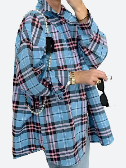Oversized Plaid Button-Up Flannel Shirts