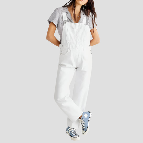 Relaxed Adjustable Strap Denim Jumpsuits