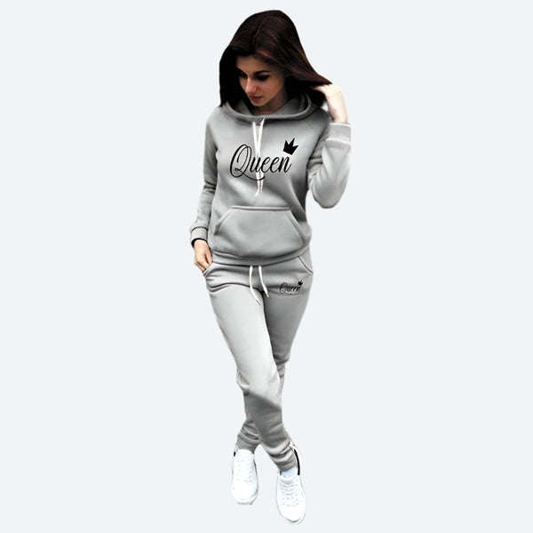 Drawstring Queen Hoodie Jogger Loungewear Sets