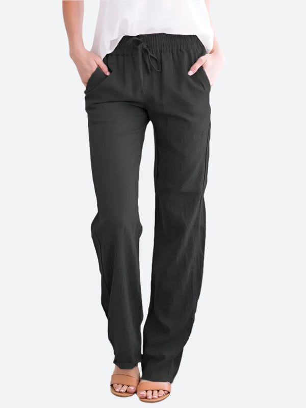 Wide-Leg Elastic Waist Drawstring Lounge Pants