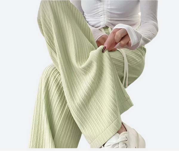 Casual Drawstring Wide-Leg Lounge Trousers