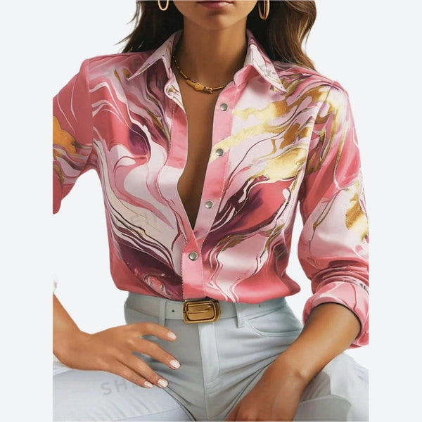 Satin Button-Up Long-Sleeve Shirts