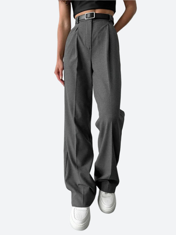 High-Waisted Pleated Wide-Leg Trousers