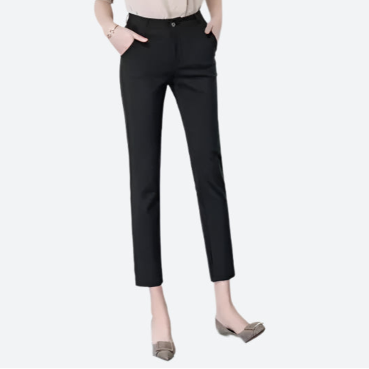 Slim-Fit Tailored Mid-Waist Formal Trousers