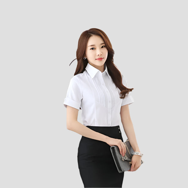 Professional Short-Sleeve Button-Up Blouses