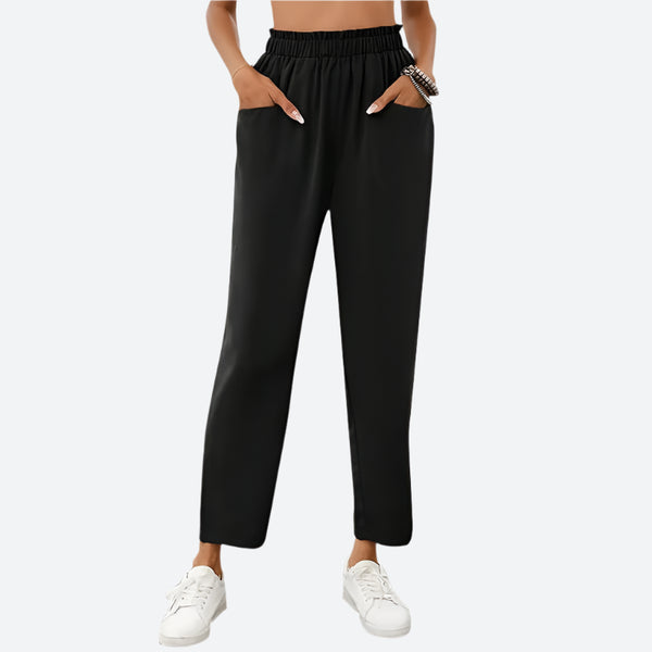 Relaxed Elastic-Waist Straight Lounge Trousers