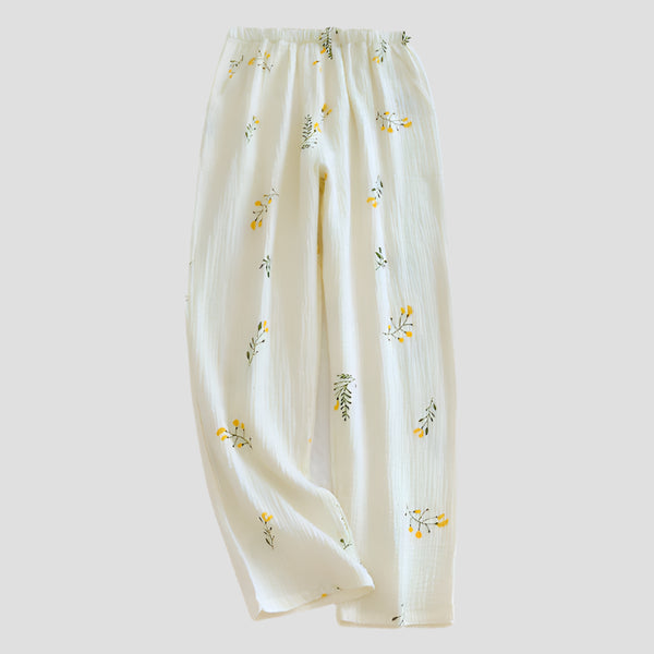 Lightweight Elastic-Waist Floral Lounge Pants