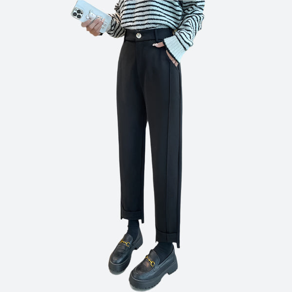 Elegant High-Waist Straight-Leg Trousers