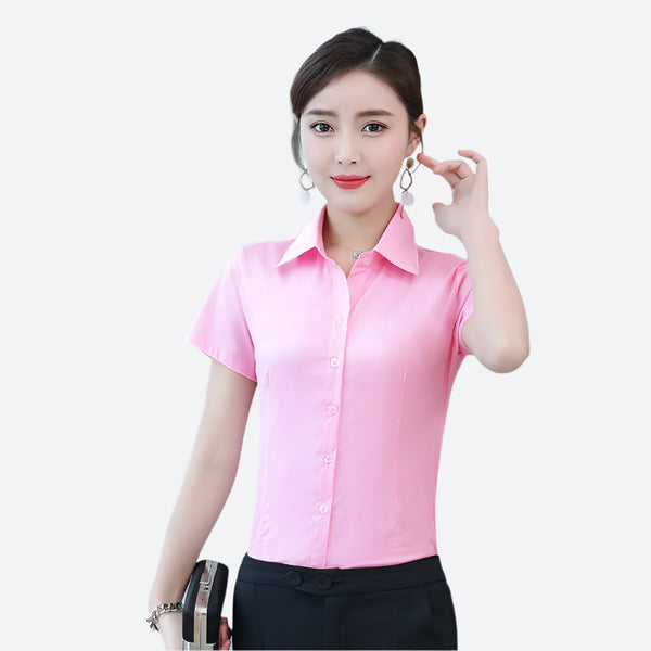 Classic Short-Sleeve Button-Up Blouses