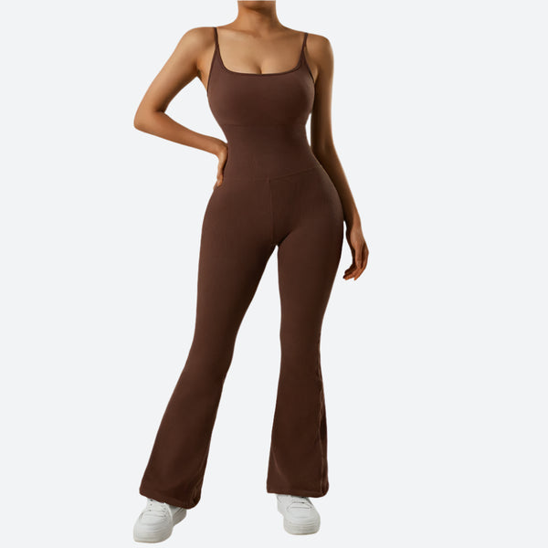 Stretchy Flared Spaghetti Strap Jumpsuits