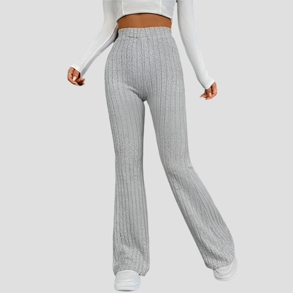 Ribbed High-Waist Flared Lounge Pants