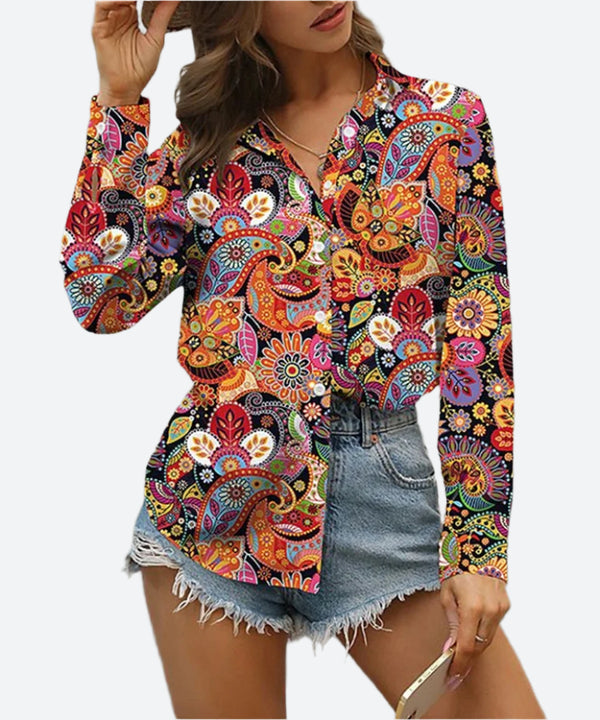 Bohemian Long-Sleeve Button-Up Shirts