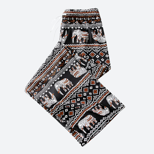 Bohemian Elastic-Waist Relaxed Lounge Pants